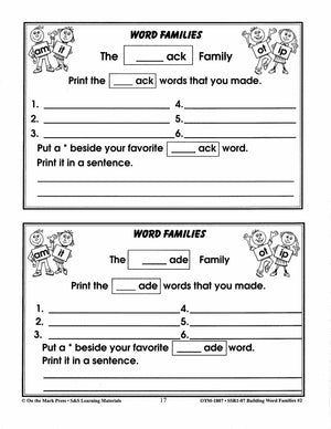 Word Families: Long Vowels Grades 1-2