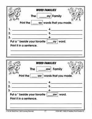 Word Families: Long Vowels Grades 1-2