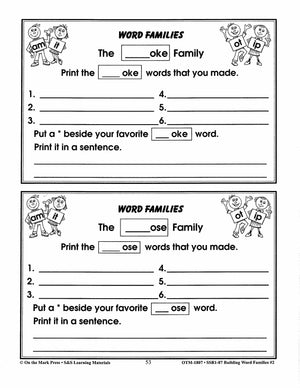 Word Families: Long Vowels Grades 1-2