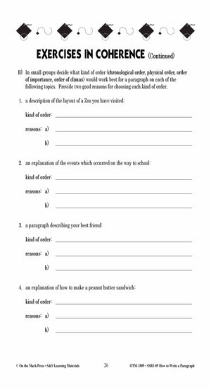 How to Write a Paragraph Grades 5-10