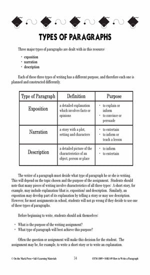 How to Write a Paragraph Grades 5-10