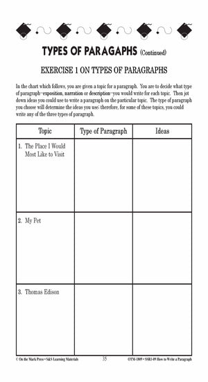 How to Write a Paragraph Grades 5-10