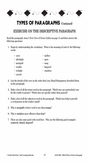 How to Write a Paragraph Grades 5-10