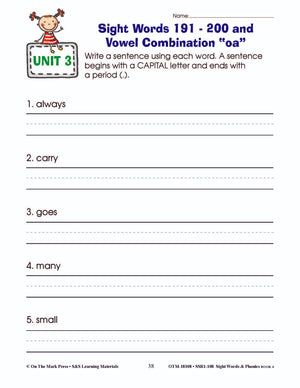 Sight Words & Phonics Book 4 Grades Junior Kindergarten to Grade 1
