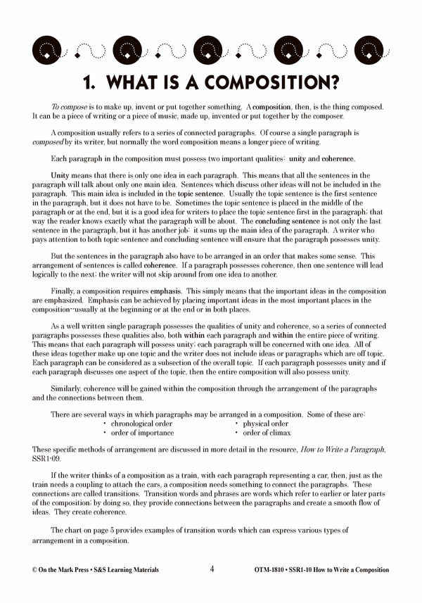 How to Write a Composition Grades 6-10