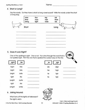 Spelling Grade 4 Worksheets - 36 Weeks - A FULL YEAR!
