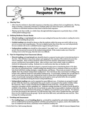 Literature Response Forms Grades 1-3