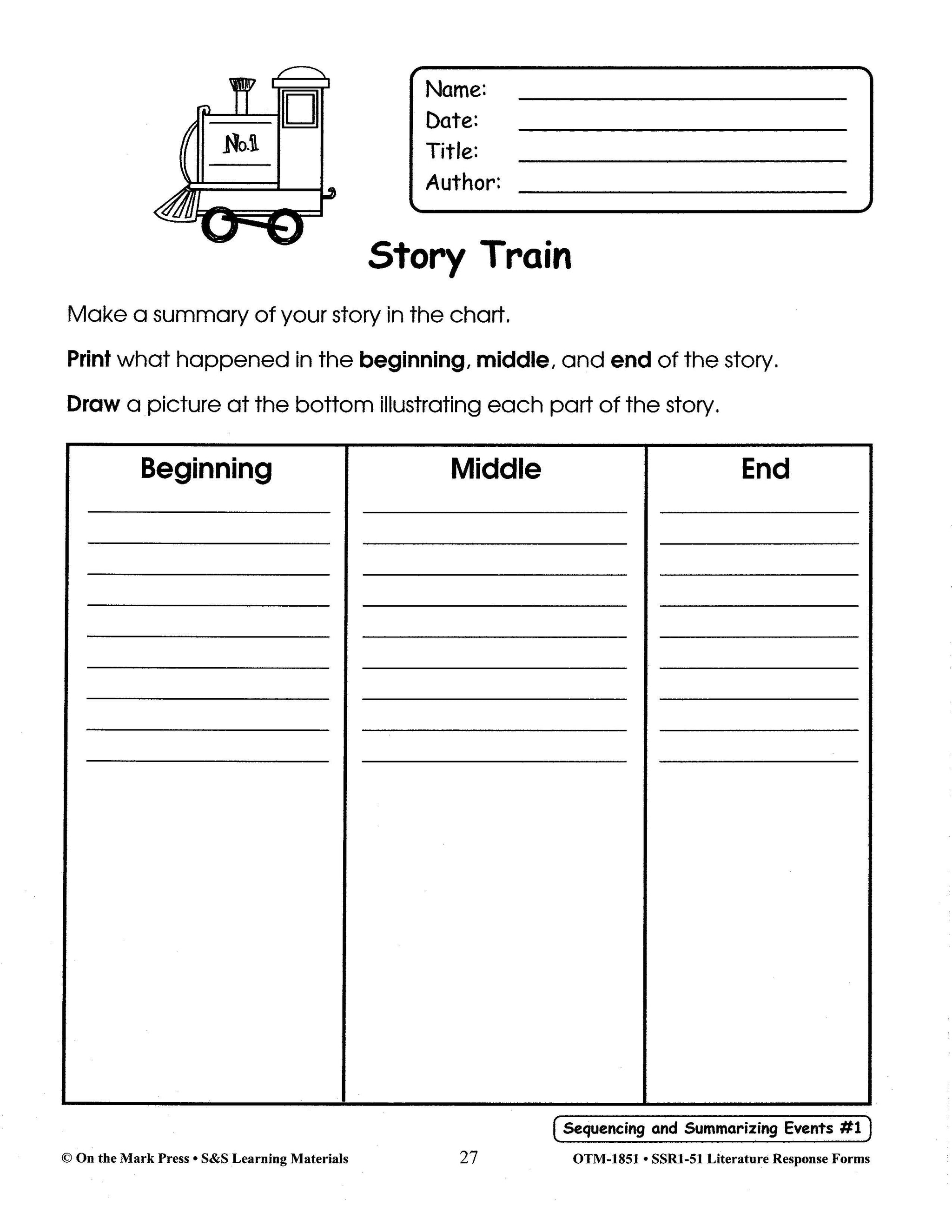 Literature Response Forms Grades 1-3