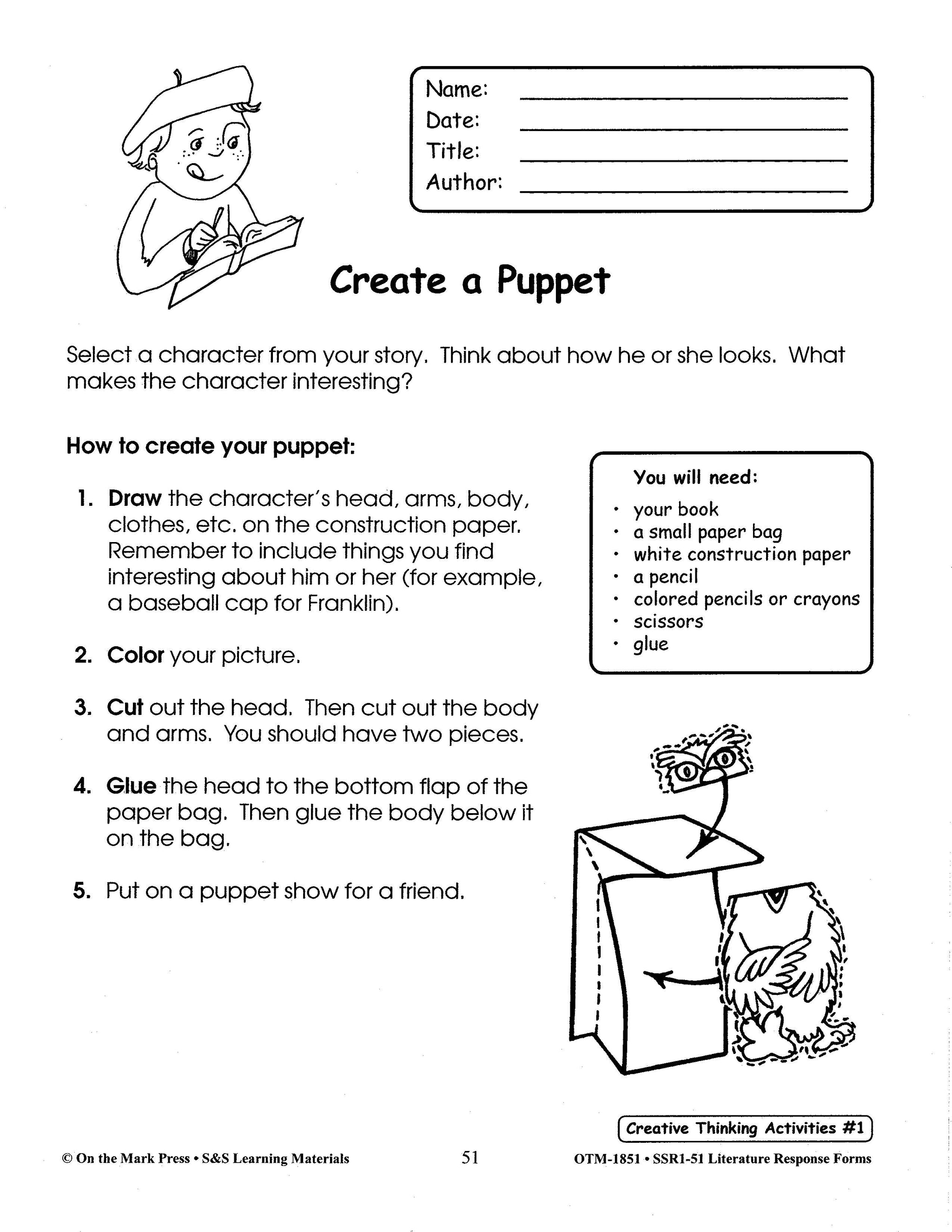 Literature Response Forms Grades 1-3