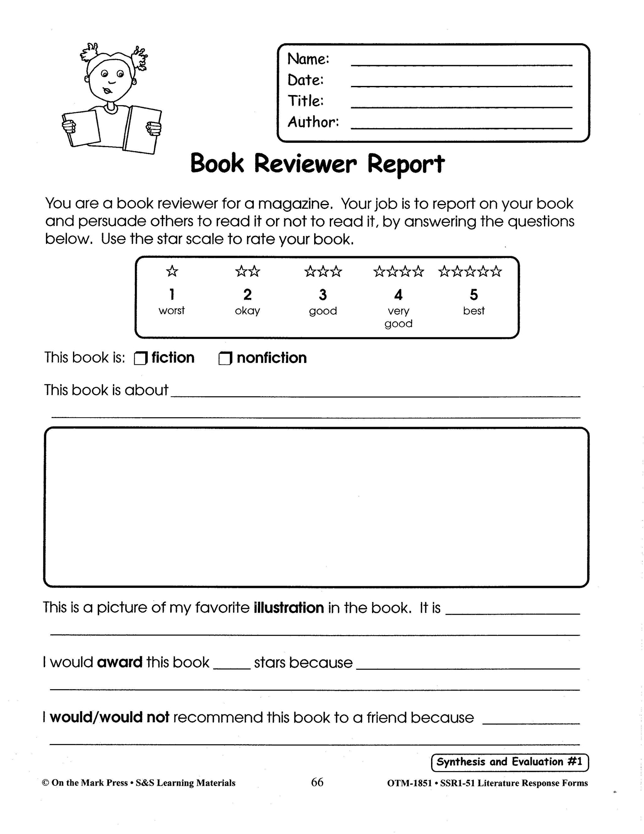 Literature Response Forms Grades 1-3