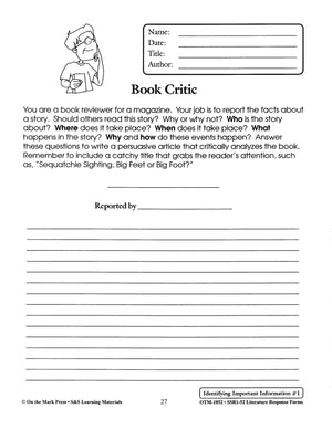 Literature Response Forms Grades 4-6