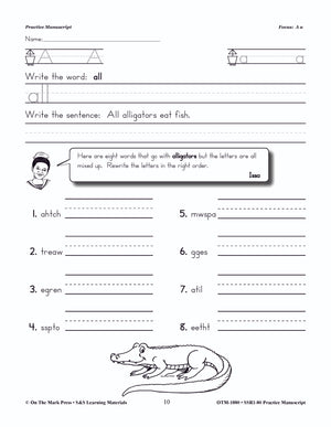 Traditional Manuscript Practice Workbook Grades PreK-2