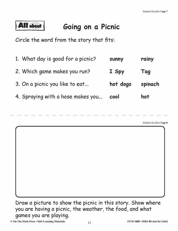 Just for Girls Grades 1-3 Reading Comprehension