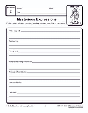 Reading Response Forms: Mystery & Adventure Theme Grades 4-6