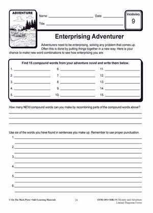 Reading Response Forms: Mystery & Adventure Theme Grades 4-6