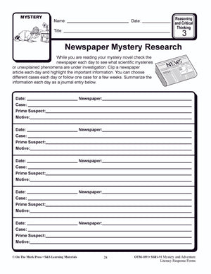 Reading Response Forms: Mystery & Adventure Theme Grades 4-6