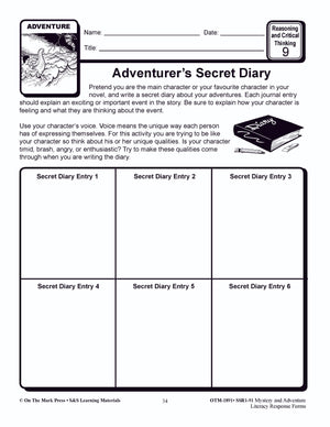 Reading Response Forms: Mystery & Adventure Theme Grades 4-6