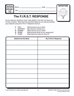 Reading Response Forms: Mystery & Adventure Theme Grades 4-6