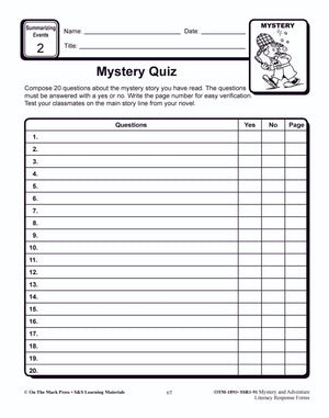 Reading Response Forms: Mystery & Adventure Theme Grades 4-6