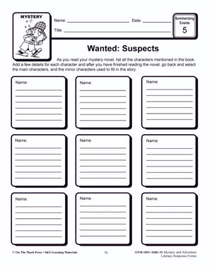 Reading Response Forms: Mystery & Adventure Theme Grades 4-6