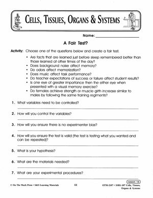 Cells, Tissues & Organ Systems Grades 7-8