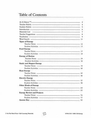 Energy Types and Experiments Grades 1-3