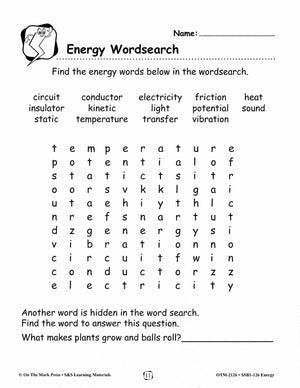 Energy Types and Experiments Grades 1-3