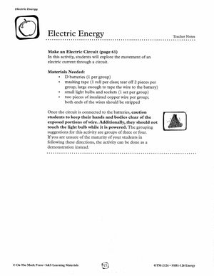 Energy Types and Experiments Grades 1-3