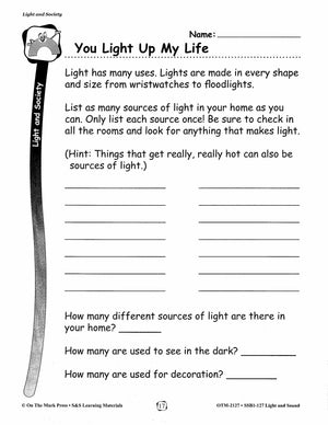 Light and Sound Lessons and Experiments Grades 1-3