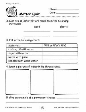 Matter and Materials Lessons and Experiments Grades 1-3