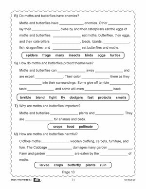 Butterflies and Moths Grades 3-4 - The similarities and differences activities and worksheets