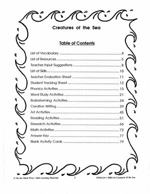 Creatures of the Sea Grades 2-4