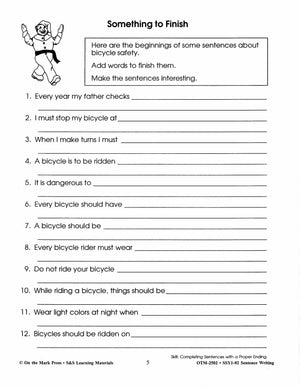 Sentence Writing Practice Workbook Grades 1-3