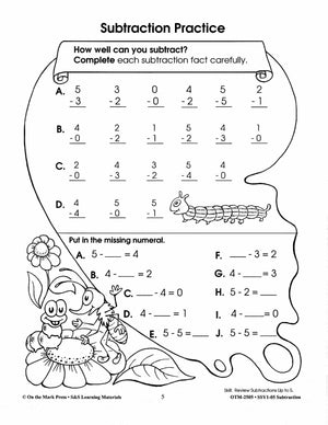 Subtraction Practice Build Their Skills Workbook Grades 1-3