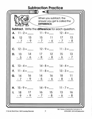 Subtraction Practice Build Their Skills Workbook Grades 1-3