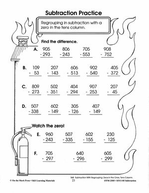 Subtraction Practice Build Their Skills Workbook Grades 1-3