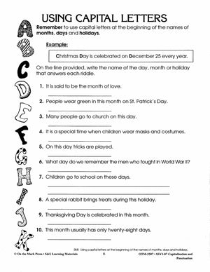 Capitalization & Punctuation Build Their Skills Workbook Grades 1-3