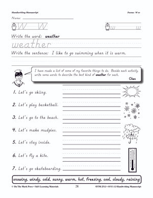 Modern Manuscript Handwriting Build Their Skills Workbook Grades 1-3