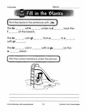 Word Families Practice Grades 1-3: Build Their Skills Workbook