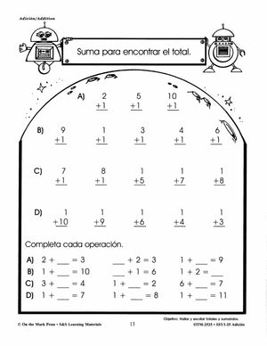 Adición/Addition - A Spanish and English Workbook Grades 1-3