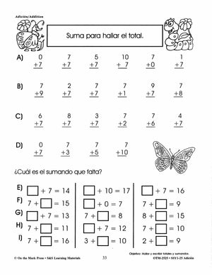 Adición/Addition - A Spanish and English Workbook Grades 1-3