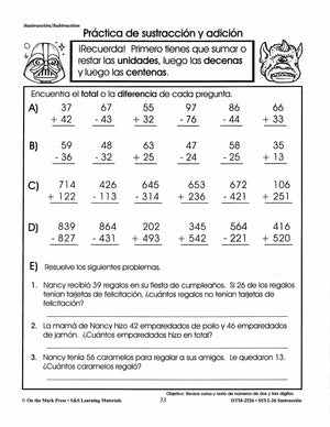 Sustracción/Subtraction   - A Spanish and English Workbook Grades 1-3