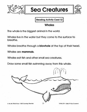 Sea Creatures Grades 1-3