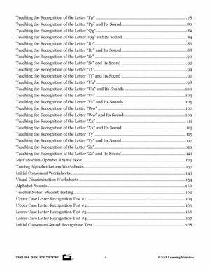 The Canadian Alphabet Grades Kindergarten to One