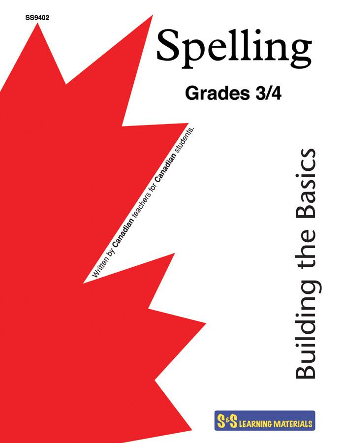 Spelling Grades 3/4 Workbook - Canadian Spelling Lessons/Worksheets