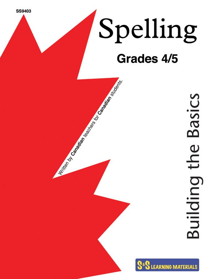 Spelling Grades 4/5 Workbook - Canadian Spelling Lessons/Worksheets