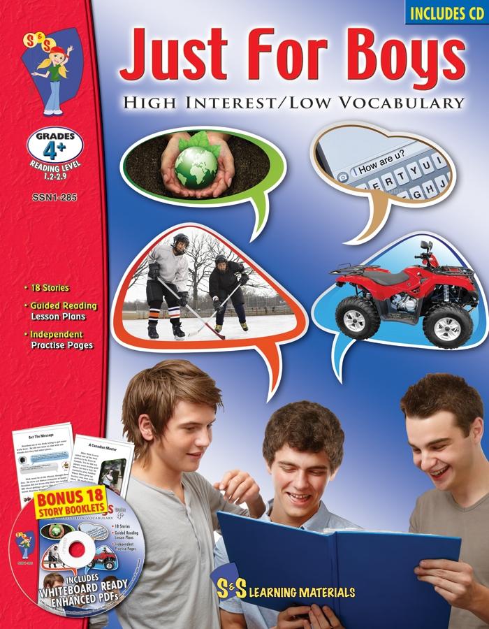Just for Boys - High/Low Reading Comprehension Grades 4+, Reading Level 1.2 to 2.9