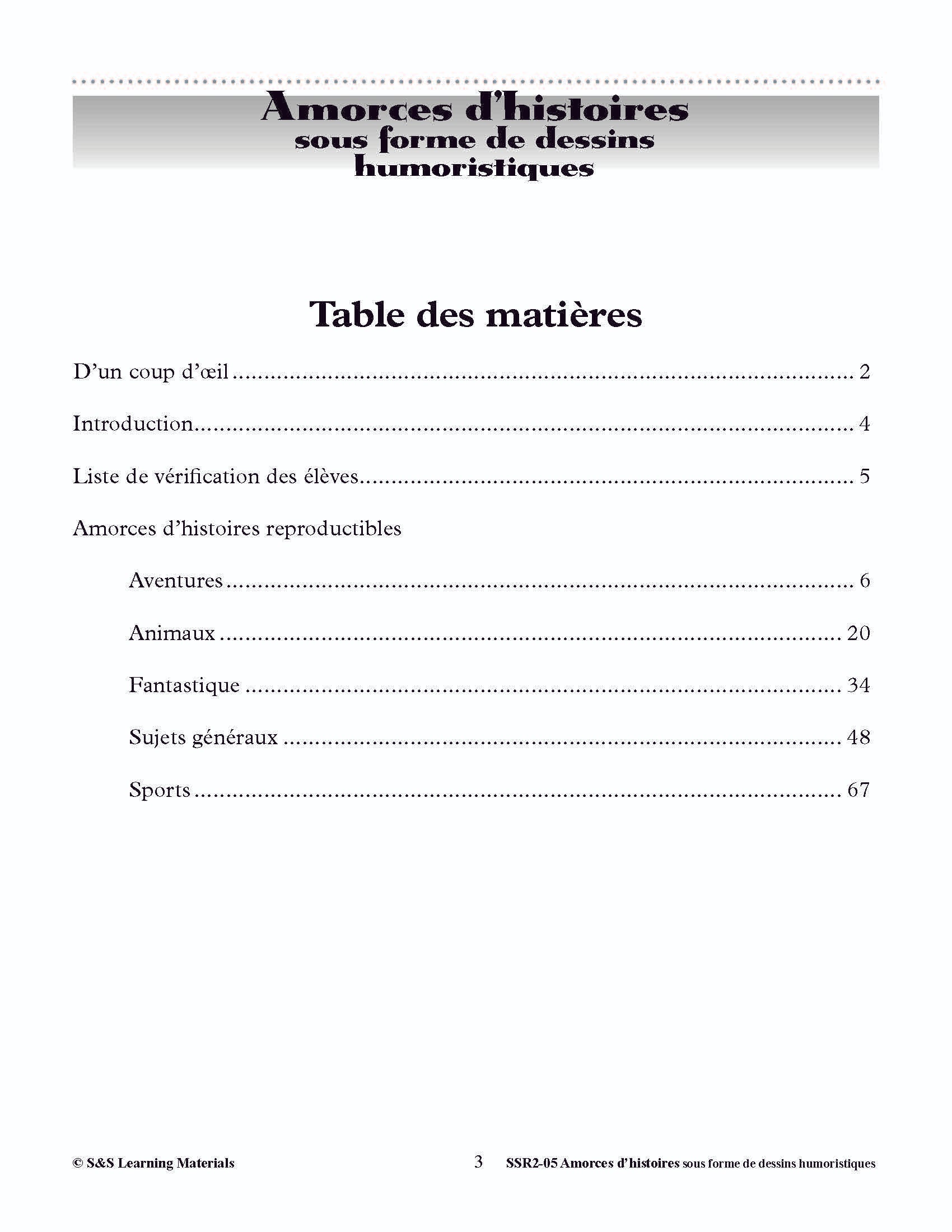 Amorces d'histoires dessins humoristiques 1e à 3e année