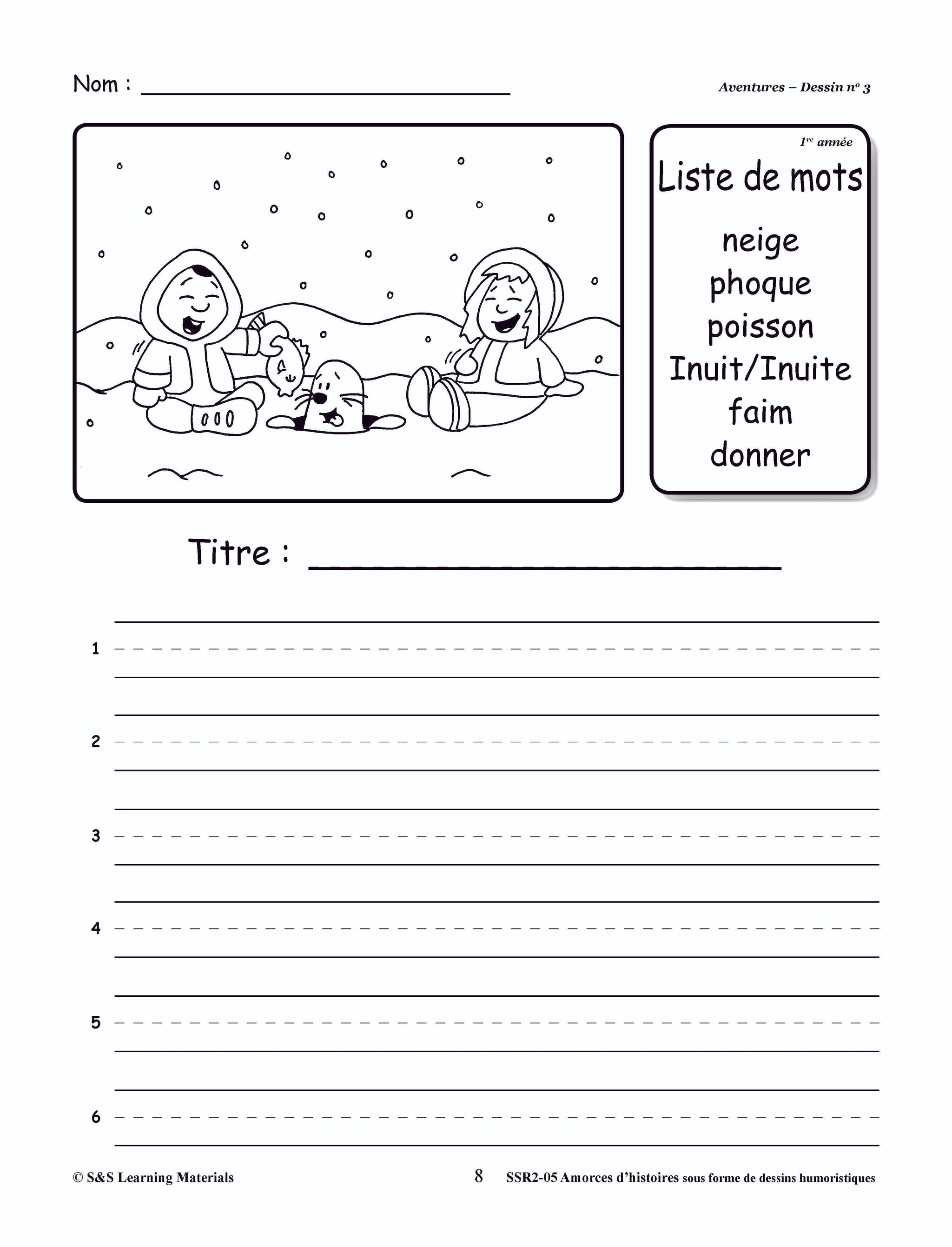 Amorces d'histoires dessins humoristiques 1e à 3e année