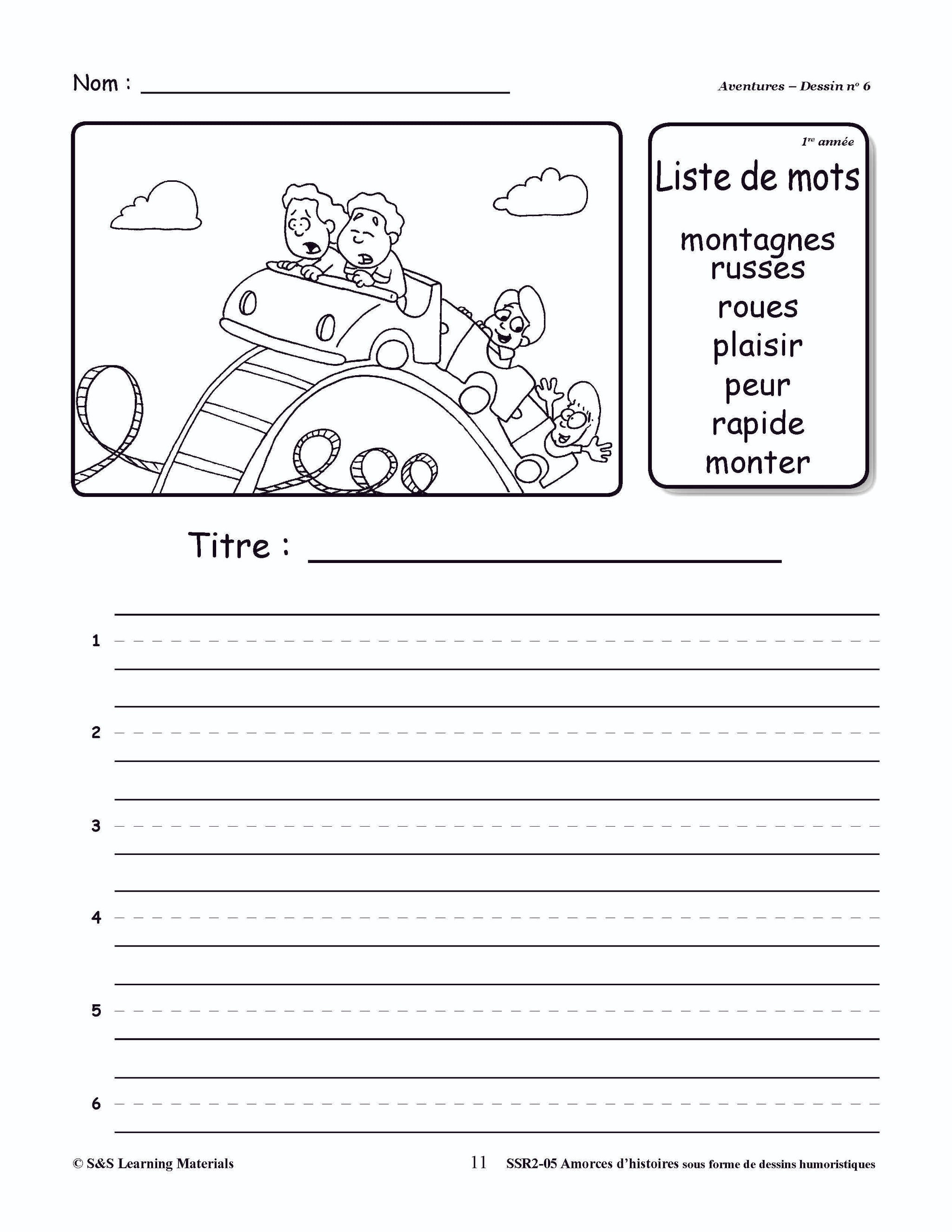 Amorces d'histoires dessins humoristiques 1e à 3e année